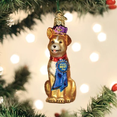 Raining Cats and Dogs |World's Best Dog Old World Christmas Ornament