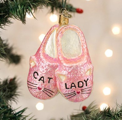 Raining Cats and Dogs | Cat Lady Slippers Old World Christmas Ornament