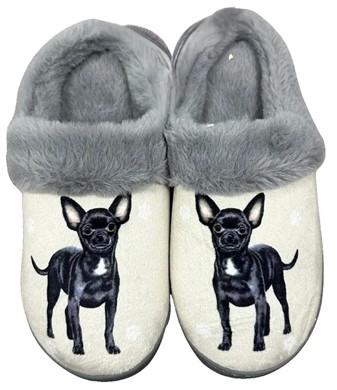 Raining Cats and Dogs | Chihuahua Black Snuggs Hard Sole Slippers