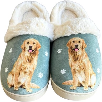 Raining Cats and Dogs |Golden Retriever Snuggs Hard Sole Slippers