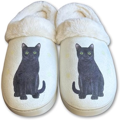 Raining Cats and Dogs | Black Cat Snuggs Hard Sole Slippers