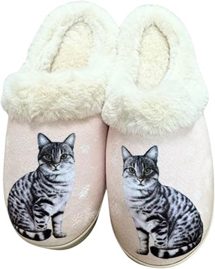 Raining Cats and Dogs | Silver Tabby Cat Snuggs Hard Sole Slippers