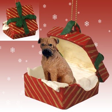 Bullmastiff Red Gift Box Dog Christmas Ornament