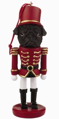 Pug Black Nutcracker Dog Christmas Ornament