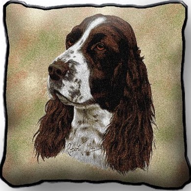 Springer Spaniel Tapestry Pillow, Made in the USA