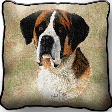 Saint Bernard Tapestry Pillow, Made in the USA