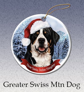 Greater Swiss Mountain Dog Dear Santa Christmas Ornament