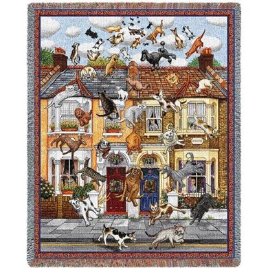 Raining Cats and Dogs Throw Blanket, Made in the USA