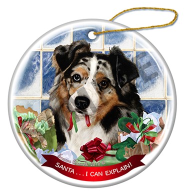 Australian Shepherd Santa I Can Explain  Dog Ornament - click for more colors