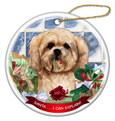 Lhasa Apso Santa I Can Explain Dog Christmas Ornament