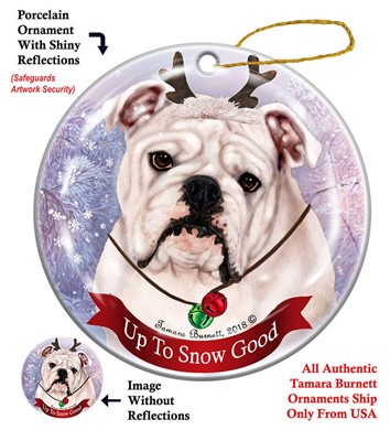 English Bulldog Up To Snow Good Christmas Ornament