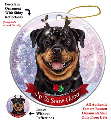 Rottweiler Up To Snow Good Christmas Ornament