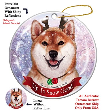 Shiba Inu Up to Snow Good Christmas Ornament- click for more breed colors