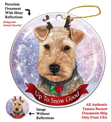 Welsh Terrier Up to Snow Good Christmas Ornament- click for more breed colors