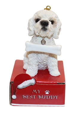 Poodle White My Best Buddy Dog Breed Christmas Ornament