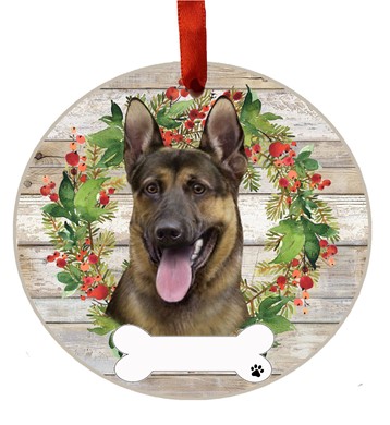 German Shepherd Wreath Christmas Ornament - click for breed options