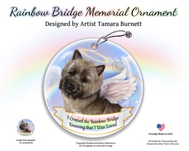 Cairn Terrier Rainbow Bridge Memorial Ornament - click for more breed colors