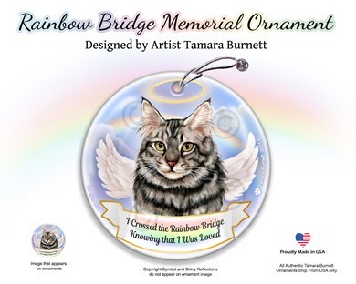Silver Tabby Cat Memorial Ornament