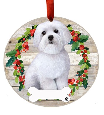 Maltese Christmas Ornament