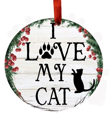 I Love My Cat Christmas Ornament