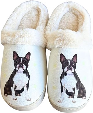 Boston Terrier Snuggs Memory Foam Slippers