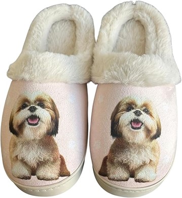 Shih Tzu Tan Snuggs Hard Sole Slippers