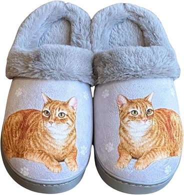 Orange Tabby Cat Snuggs Memory Foam Slippers
