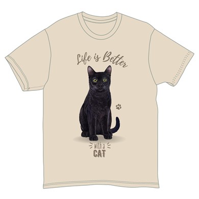 Life is Better Black Cat T-Shirts