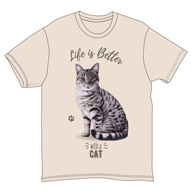 Life is Better Silver Tabby Cat T-Shirts