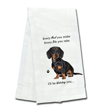Dachshund Black, Kitchen Towel, I'll Be Watching You