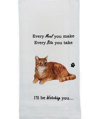 Orange Tabby Cat Kitchen Towel, I'll Be Watching You