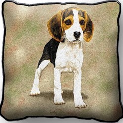 Beagle Puppy Tapestry Pillow Cover, Made in the USA