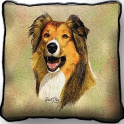 Collie Tapestry Pillow, Made in the USA