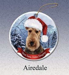 Airedale Dear Santa Dog Christmas Ornament