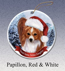 Papillon Dear Santa Dog Christmas Ornament - click for breed colors