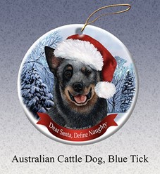 Australian Cattle Dog Dear Santa Christmas Ornament- Click for more breed colors