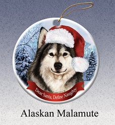 Alaskan Malamute Dear Santa Dog Christmas Ornament