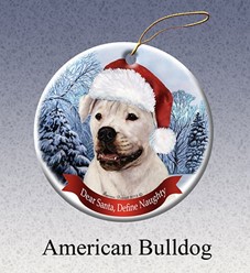 American Bulldog Dear Santa Christmas Ornament