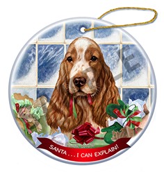 English Cocker Santa I Can Explain Dog Christmas Ornament