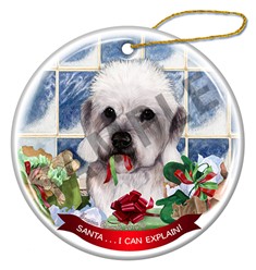 Dandie Dinmont Santa I Can Explain Dog Christmas Ornament