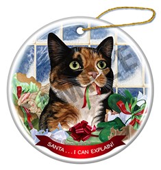 Calico Cat Santa I Can Explain Christmas Ornament