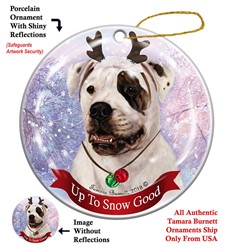 American Bulldog Up to Snow Good Christmas Ornament- Click for more breed colors