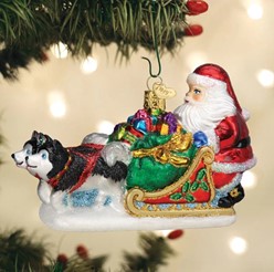 Santa's Dog Sled Old World Christmas Ornament