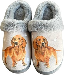 Dachshund Red Snuggs Hard Sole Slippers