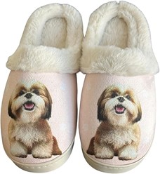 Shih Tzu Tan Snuggs Hard Sole Slippers