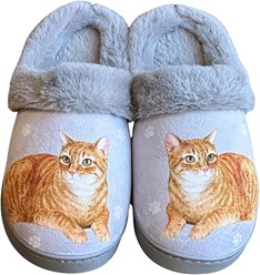 Orange Tabby Cat Snuggs Hard Sole Slippers