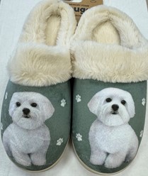 Maltese Snuggs Hard Sole Slippers