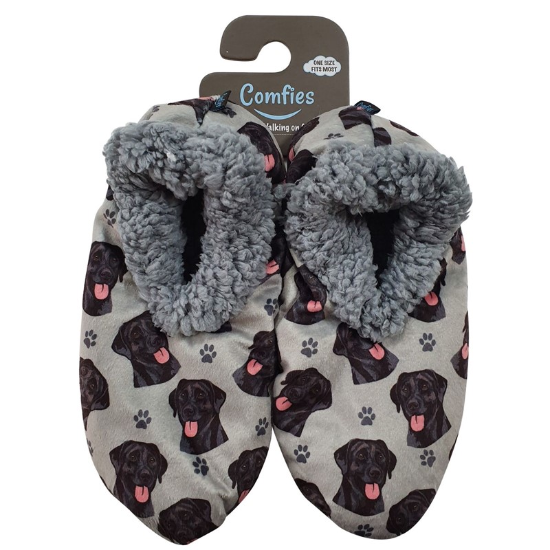 Raining Cats and Dogs | Labrador Retriever Black Comfies Dog Print Slippers